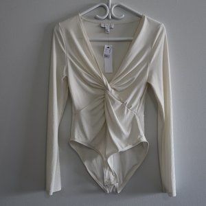 NWT - TopShop Long-sleeve Plunging Bodysuit
